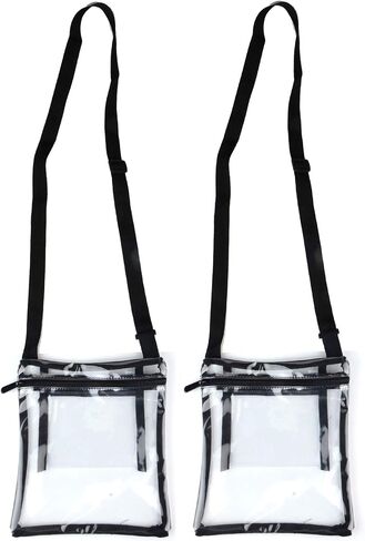 Youngever Clear Cross-Body Purse, Stadium Approved Clear Vinyl Bag, Adjustable Cross-Body Strap, Extra Inside Pocket (Pack of 2) in Saudi Arabia