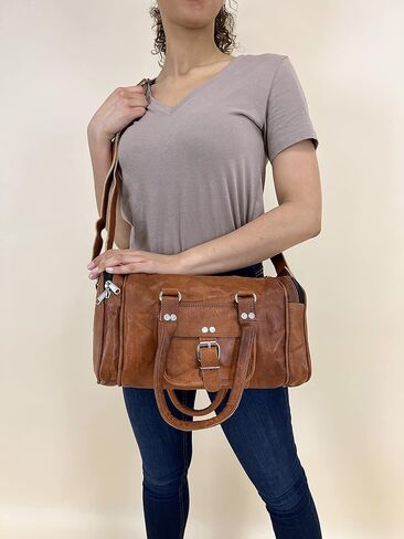 Gusti Leder nature" Harley" جلد طبيعي Holdall حقيبة رياضية كل يوم كروس بودي صغيرة للجنسين بني R25b, ريتش براون, S, حقيبة دافل للسفر in Kuwait