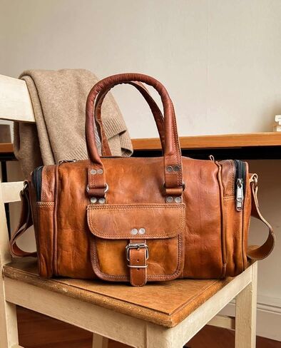 Gusti Leder nature" Harley" جلد طبيعي Holdall حقيبة رياضية كل يوم كروس بودي صغيرة للجنسين بني R25b, ريتش براون, S, حقيبة دافل للسفر in Kuwait