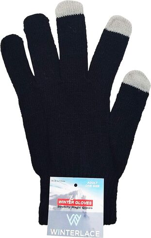 48 Pairs Winter Magic Gloves, Bulk Warm Brushed Interior, Stretchy Assorted Mens Womens in Saudi Arabia