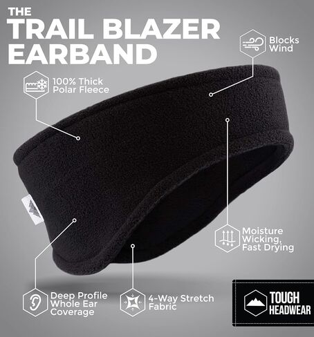Tough Headwear Ear Warmer Headband - Ear Muffs - Running Winter Headband, Fleece Headband for Men & Women for Cold Weather in Saudi Arabia