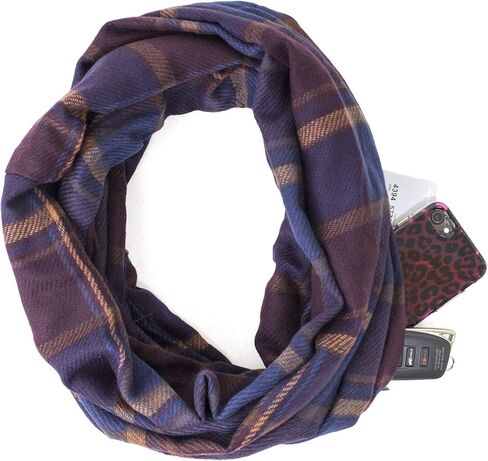 ستايليساي لوف الشتاء منقوشة إنفينيتي وشاح مع سحاب مخفي جيب أزياء وشاح السفر للرجال والنساء والمراهقين in Kuwait