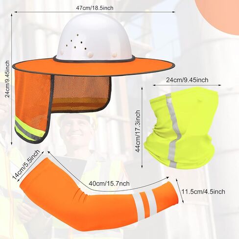 8 Pcs Sun Shade Full Brim Mesh Neck Sun Block Protection Neck Gaiter Bandana Face Scarf with UV Reflective Strap Arm Sleeves in Saudi Arabia
