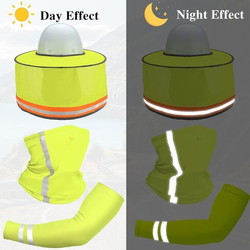 8 Pcs Sun Shade Full Brim Mesh Neck Sun Block Protection Neck Gaiter Bandana Face Scarf with UV Reflective Strap Arm Sleeves in Saudi Arabia