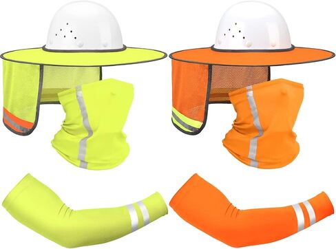 8 Pcs Sun Shade Full Brim Mesh Neck Sun Block Protection Neck Gaiter Bandana Face Scarf with UV Reflective Strap Arm Sleeves in Saudi Arabia