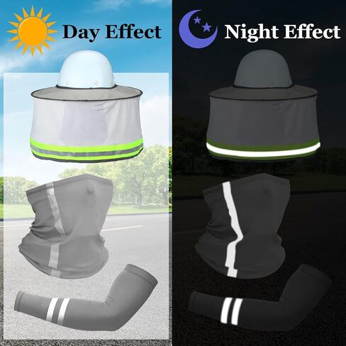 8 Pcs Sun Shade Full Brim Mesh Neck Sun Block Protection Neck Gaiter Bandana Face Scarf with UV Reflective Strap Arm Sleeves in Saudi Arabia
