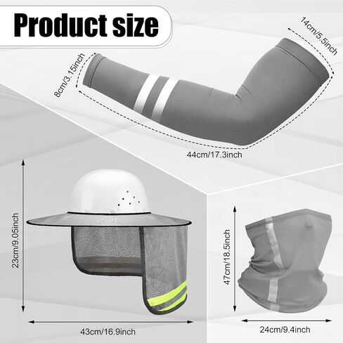 8 Pcs Sun Shade Full Brim Mesh Neck Sun Block Protection Neck Gaiter Bandana Face Scarf with UV Reflective Strap Arm Sleeves in Saudi Arabia