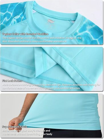 Blutown قمصان السباحة للرجال UPF 50+ طفح الحرس كم طويل زمم حماية من الأشعة فوق البنفسجية تمتد سريعة الجافة الصيد الجري قمصان الشمس in Kuwait