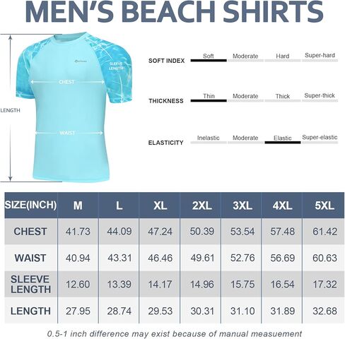 Blutown قمصان السباحة للرجال UPF 50+ طفح الحرس كم طويل زمم حماية من الأشعة فوق البنفسجية تمتد سريعة الجافة الصيد الجري قمصان الشمس in Kuwait