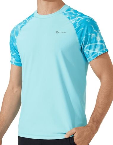 Blutown قمصان السباحة للرجال UPF 50+ طفح الحرس كم طويل زمم حماية من الأشعة فوق البنفسجية تمتد سريعة الجافة الصيد الجري قمصان الشمس in Kuwait