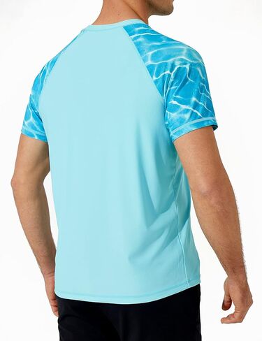 Blutown قمصان السباحة للرجال UPF 50+ طفح الحرس كم طويل زمم حماية من الأشعة فوق البنفسجية تمتد سريعة الجافة الصيد الجري قمصان الشمس in Kuwait