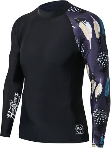 HUGE SPORTS Men's Splice UV Sun Protection UPF 50+ Skins Rash Guard Long Sleeves in Saudi Arabia