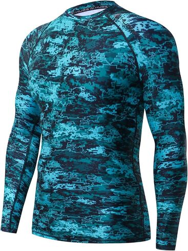 HUGE SPORTS Men's Splice UV Sun Protection UPF 50+ Skins Rash Guard Long Sleeves in Saudi Arabia
