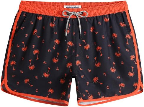 maamgic Mens Boys Short 80s 90s Vintage Swim Trunks with Mesh Lining Quick Dry Swim Suits Board Shorts in Kuwait