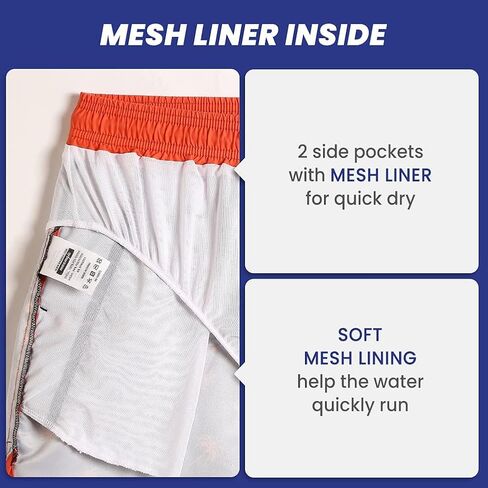 maamgic Mens Boys Short 80s 90s Vintage Swim Trunks with Mesh Lining Quick Dry Swim Suits Board Shorts in Kuwait