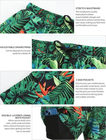 شورت سباحة رجالي من Blutown سريع الجفاف وخفيف الوزن وبطانة داخلية قابلة للتمدد مقاس 5.5 بوصة in Kuwait