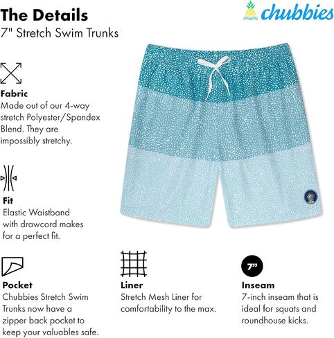 Chubbies Men’s Swim Trunks, Stretch Swimming Board Shorts, 7" Inseam in Saudi Arabia