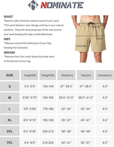 NOMINATE Mens Swim Trunks Quick Dry Board Shorts with Mesh Liner for Beach Swmming Surfing in Kuwait