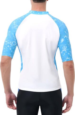 Runhit Rash Guard للرجال كم قصير UPF50 + قميص سباحة رجالي للحماية من أشعة الشمس فوق البنفسجية قميص مائي للرجال قميص سباحة سريع الجفاف in Saudi Arabia