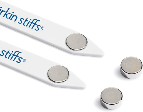 2.5-inch Stiff-N-Stay Plastic Magnetic Collar Stays by Würkin Stiffs | 3 Pair Bundle | Includes (6) 2.5" Stiff-N-Stays and (6) Power Button Magnets with Storage Case | As Seen on Shark Tank in Kuwait
