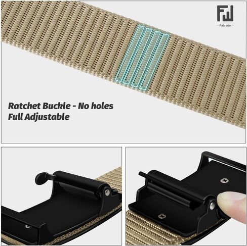 حزام شبكي بسقاطة للرجال من FAIRWIN، حزام بإبزيم أوتوماتيكي من النايلون مقاس 1.25 بوصة، حزام غير مرئي بدون ثقوب للرجال in Kuwait