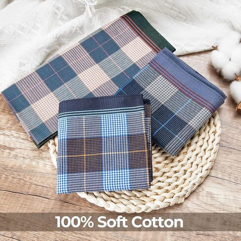 Ohuhu Handkerchiefs Men Cotton, 12PCS Handkerchiefs for Men 100% Cotton Classic Pocket Squares Set, Gift for Men in Kuwait