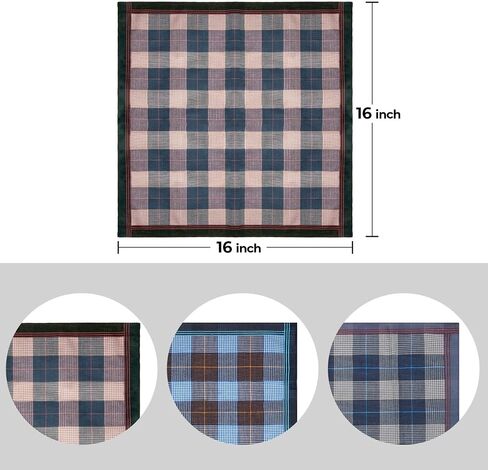 Ohuhu Handkerchiefs Men Cotton, 12PCS Handkerchiefs for Men 100% Cotton Classic Pocket Squares Set, Gift for Men in Kuwait