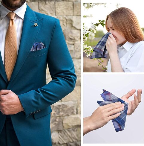 Ohuhu Handkerchiefs Men Cotton, 12PCS Handkerchiefs for Men 100% Cotton Classic Pocket Squares Set, Gift for Men in Kuwait