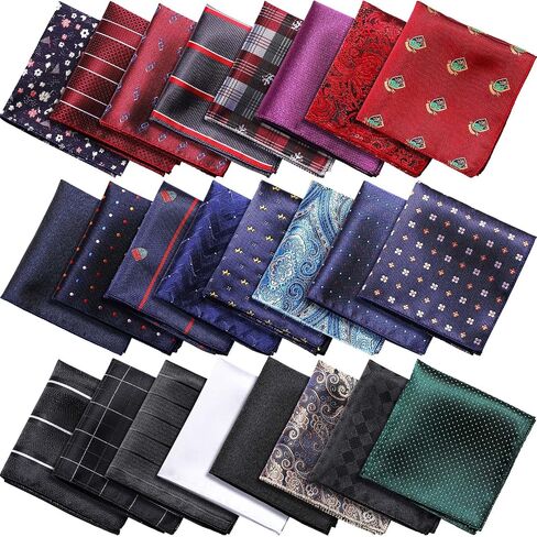 SATINIOR 24 Pieces Mens Pocket Squares Mens Handkerchief Soft Colored Men Assorted Hankies for Wedding Party (Stylish Style) in Saudi Arabia