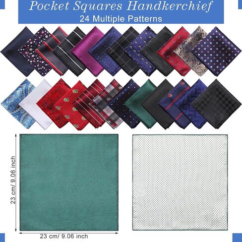 SATINIOR 24 Pieces Mens Pocket Squares Mens Handkerchief Soft Colored Men Assorted Hankies for Wedding Party (Stylish Style) in Saudi Arabia