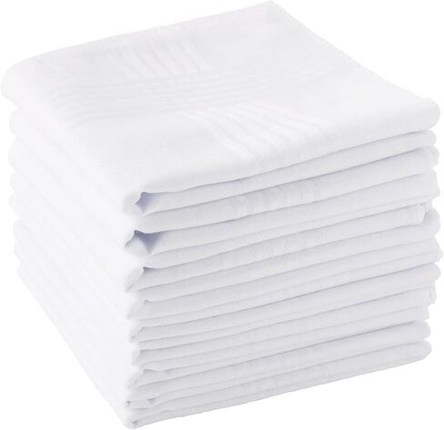 Scotamalone Men's Handkerchiefs 100% Soft Cotton White Hankie Hankerchieves in Kuwait