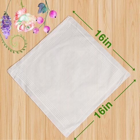 Scotamalone Men's Handkerchiefs 100% Soft Cotton White Hankie Hankerchieves in Kuwait