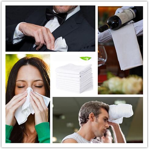 Scotamalone Men's Handkerchiefs 100% Soft Cotton White Hankie Hankerchieves in Kuwait