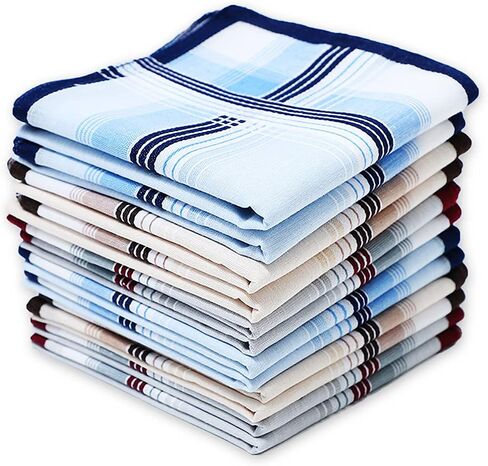 Soft Cotton Handkerchiefs for Men with Elegant Pattern in Assorted Color, 16 inches Large hankies in Kuwait