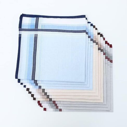Soft Cotton Handkerchiefs for Men with Elegant Pattern in Assorted Color, 16 inches Large hankies in Kuwait