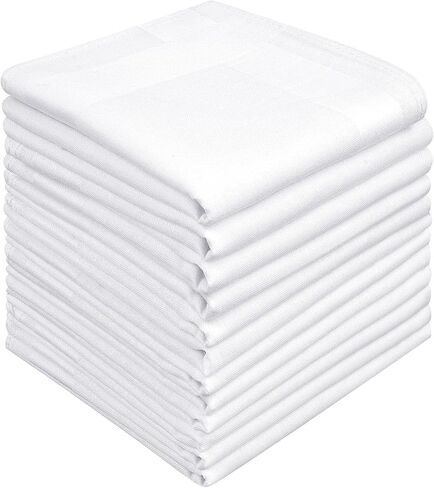 Zenssia Men's Pure Cotton Handkerchiefs with Hem, Bulk Set Hankies in Saudi Arabia