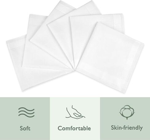Zenssia Men's Pure Cotton Handkerchiefs with Hem, Bulk Set Hankies in Saudi Arabia