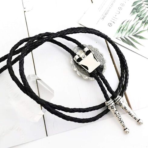 LAXPICOL Vintage Turquoise Stone Bolo Tie For Men Western Cowboy Oval Cool Retro Bola Tie Necktie in Saudi Arabia