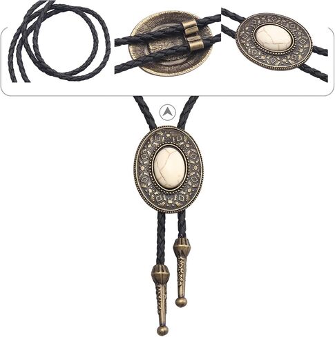 GelConnie Native American Bolo Tie Rodeo Cowboy Leather Necktie Western Necklace Costume Accessories for Men,Women in Saudi Arabia