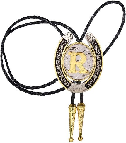 HUABOLA CALYN Bolo Tie for Men- Golden Initial Letter ABCDMJR to Z Western Cowboy Bolo Tie for Women in Saudi Arabia