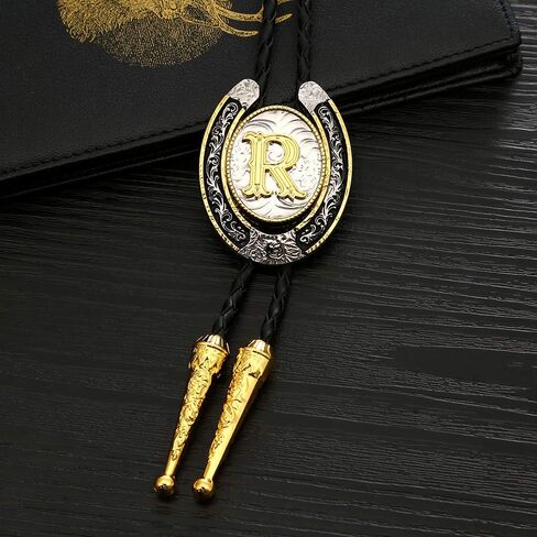 HUABOLA CALYN Bolo Tie for Men- Golden Initial Letter ABCDMJR to Z Western Cowboy Bolo Tie for Women in Saudi Arabia
