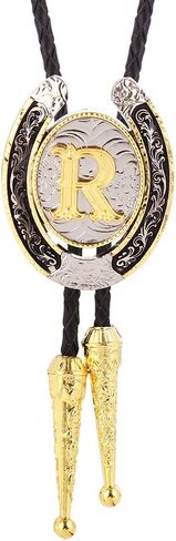 HUABOLA CALYN Bolo Tie for Men- Golden Initial Letter ABCDMJR to Z Western Cowboy Bolo Tie for Women in Saudi Arabia