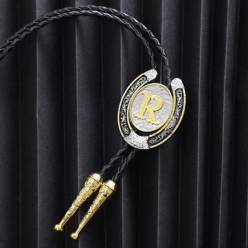 HUABOLA CALYN Bolo Tie for Men- Golden Initial Letter ABCDMJR to Z Western Cowboy Bolo Tie for Women in Saudi Arabia