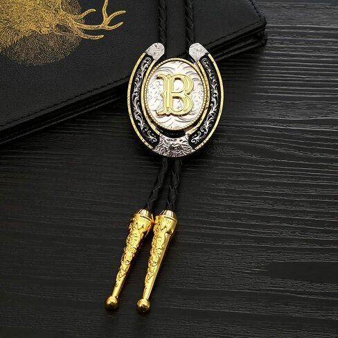 HUABOLA CALYN Bolo Tie for Men- Golden Initial Letter ABCDMJR to Z Western Cowboy Bolo Tie for Women in Saudi Arabia