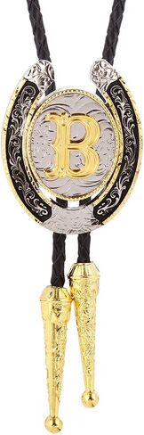 HUABOLA CALYN Bolo Tie for Men- Golden Initial Letter ABCDMJR to Z Western Cowboy Bolo Tie for Women in Saudi Arabia