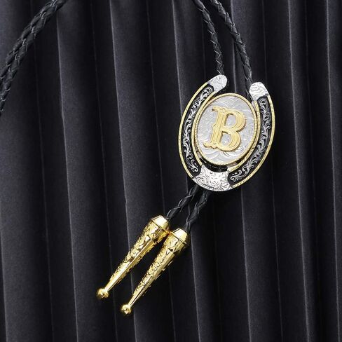 HUABOLA CALYN Bolo Tie for Men- Golden Initial Letter ABCDMJR to Z Western Cowboy Bolo Tie for Women in Saudi Arabia