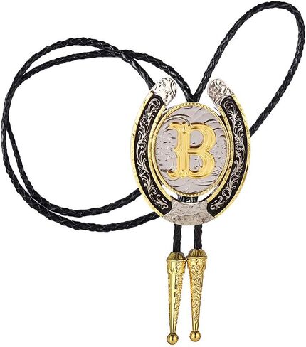 HUABOLA CALYN Bolo Tie for Men- Golden Initial Letter ABCDMJR to Z Western Cowboy Bolo Tie for Women in Saudi Arabia