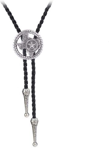 BRBAM Western Cowboy Texas Style Vintage Bolo Tie Fashion Texas Map and Lone Star Leather Bolo Tie Necktie Necklace in Kuwait
