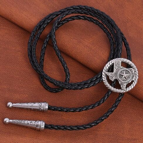 BRBAM Western Cowboy Texas Style Vintage Bolo Tie Fashion Texas Map and Lone Star Leather Bolo Tie Necktie Necklace in Kuwait