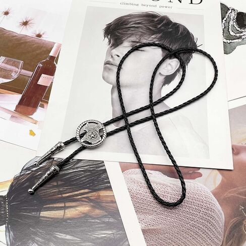 BRBAM Western Cowboy Texas Style Vintage Bolo Tie Fashion Texas Map and Lone Star Leather Bolo Tie Necktie Necklace in Kuwait